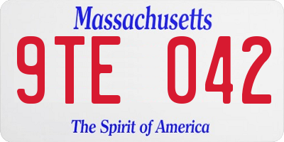 MA license plate 9TE042
