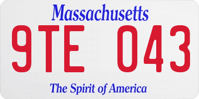 MA license plate 9TE043