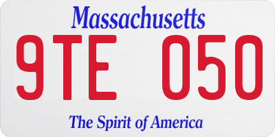 MA license plate 9TE050