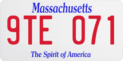 MA license plate 9TE071
