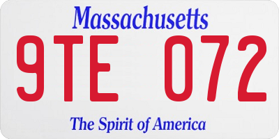 MA license plate 9TE072