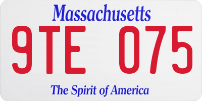 MA license plate 9TE075