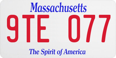 MA license plate 9TE077