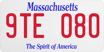 MA license plate 9TE080