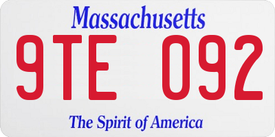 MA license plate 9TE092