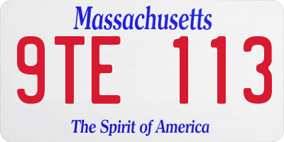 MA license plate 9TE113
