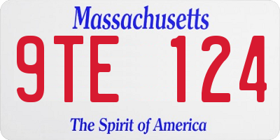 MA license plate 9TE124