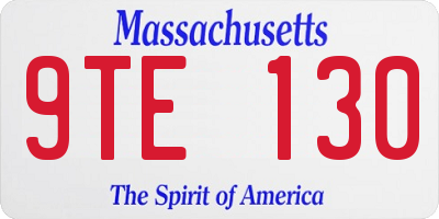 MA license plate 9TE130