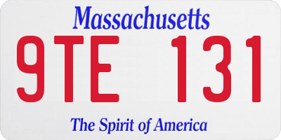 MA license plate 9TE131