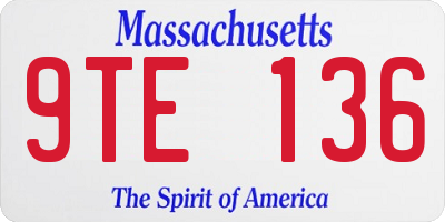 MA license plate 9TE136