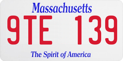 MA license plate 9TE139