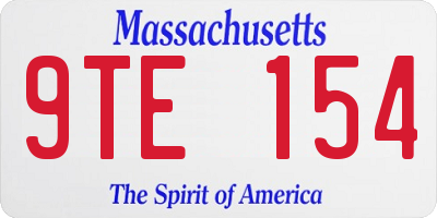 MA license plate 9TE154