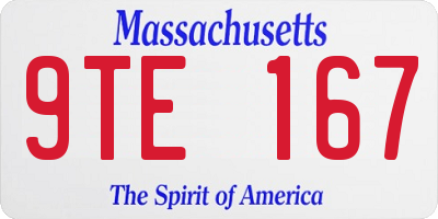 MA license plate 9TE167