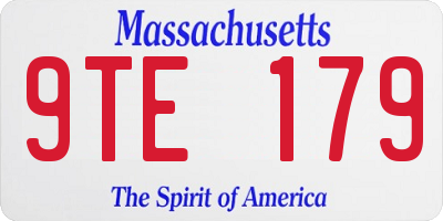 MA license plate 9TE179