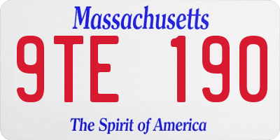 MA license plate 9TE190