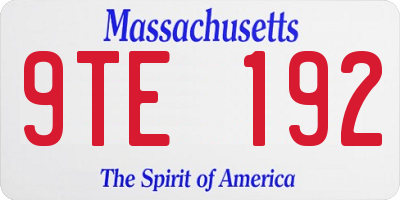 MA license plate 9TE192