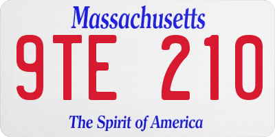 MA license plate 9TE210