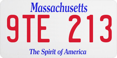 MA license plate 9TE213