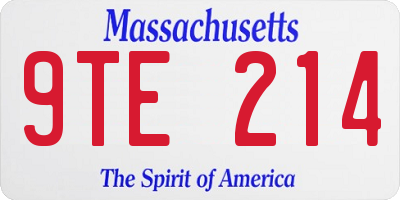 MA license plate 9TE214