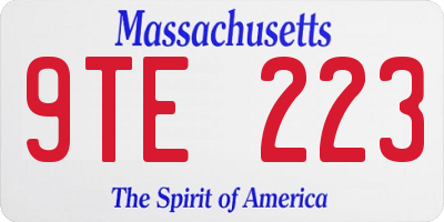 MA license plate 9TE223