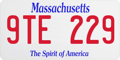 MA license plate 9TE229