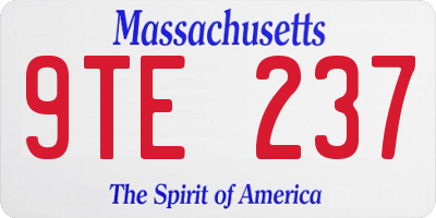 MA license plate 9TE237