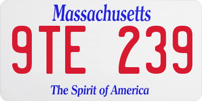 MA license plate 9TE239