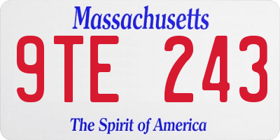 MA license plate 9TE243