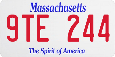 MA license plate 9TE244