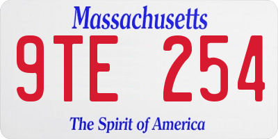 MA license plate 9TE254