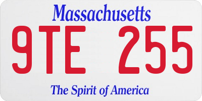 MA license plate 9TE255