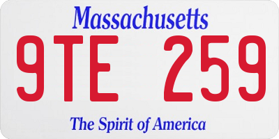 MA license plate 9TE259