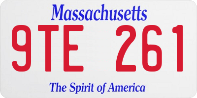 MA license plate 9TE261