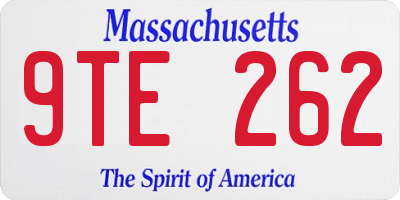 MA license plate 9TE262