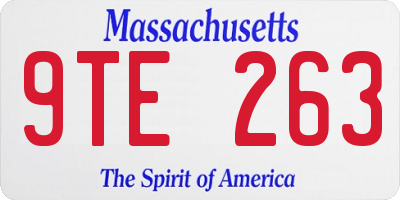 MA license plate 9TE263