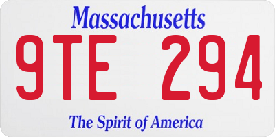MA license plate 9TE294