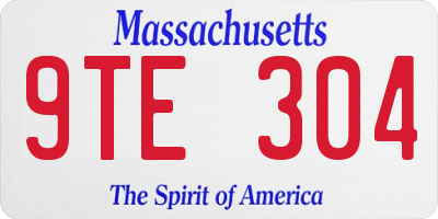MA license plate 9TE304