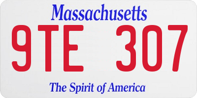 MA license plate 9TE307