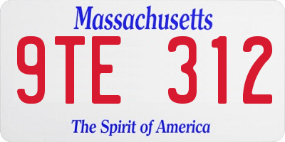 MA license plate 9TE312