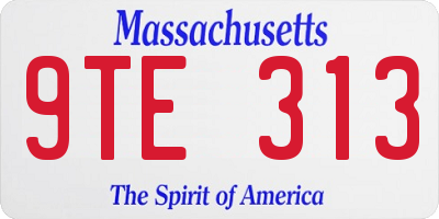 MA license plate 9TE313