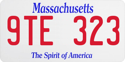 MA license plate 9TE323