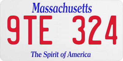 MA license plate 9TE324