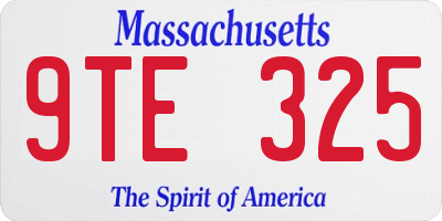 MA license plate 9TE325