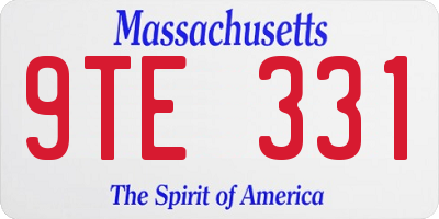 MA license plate 9TE331