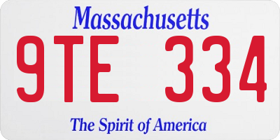 MA license plate 9TE334