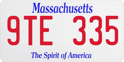 MA license plate 9TE335