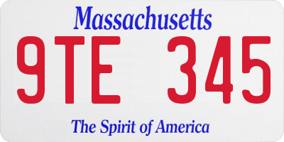 MA license plate 9TE345