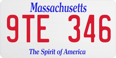 MA license plate 9TE346