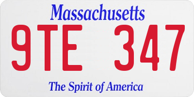 MA license plate 9TE347
