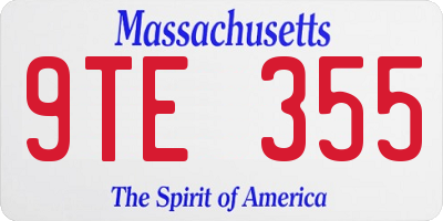 MA license plate 9TE355